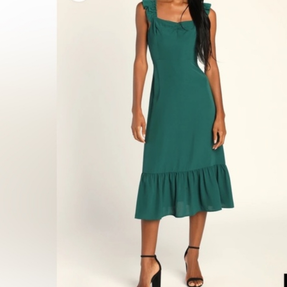 Lulus Elegant Green Sleeveless Dress (M) NWT